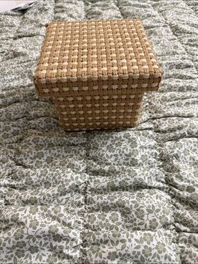 Woven Storage Box with Lid - Natural Tan
